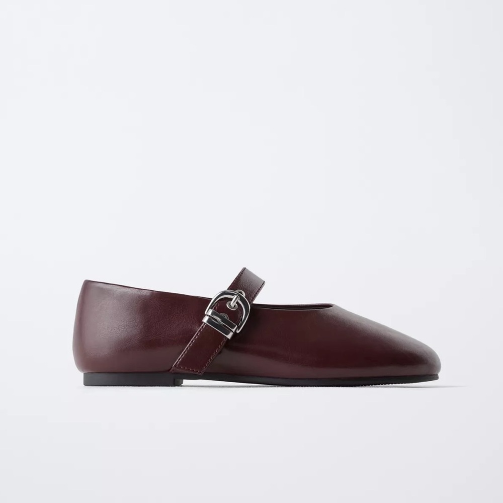 Kids Mary Jane Flat in Burgundy
